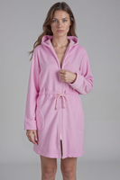 Vivisence Women's Robe Cotton with Zipper Warm Fabric Perfect for Evening Spa 5012, pink