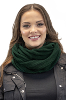 Vivisence Fashionable Winter Set For Women Hat With Pom-Pom And Matching Chimney Made Of Warm Yarn With Trendy Weave Soft Fleece Lining Perfect For Cold Winter Days, green