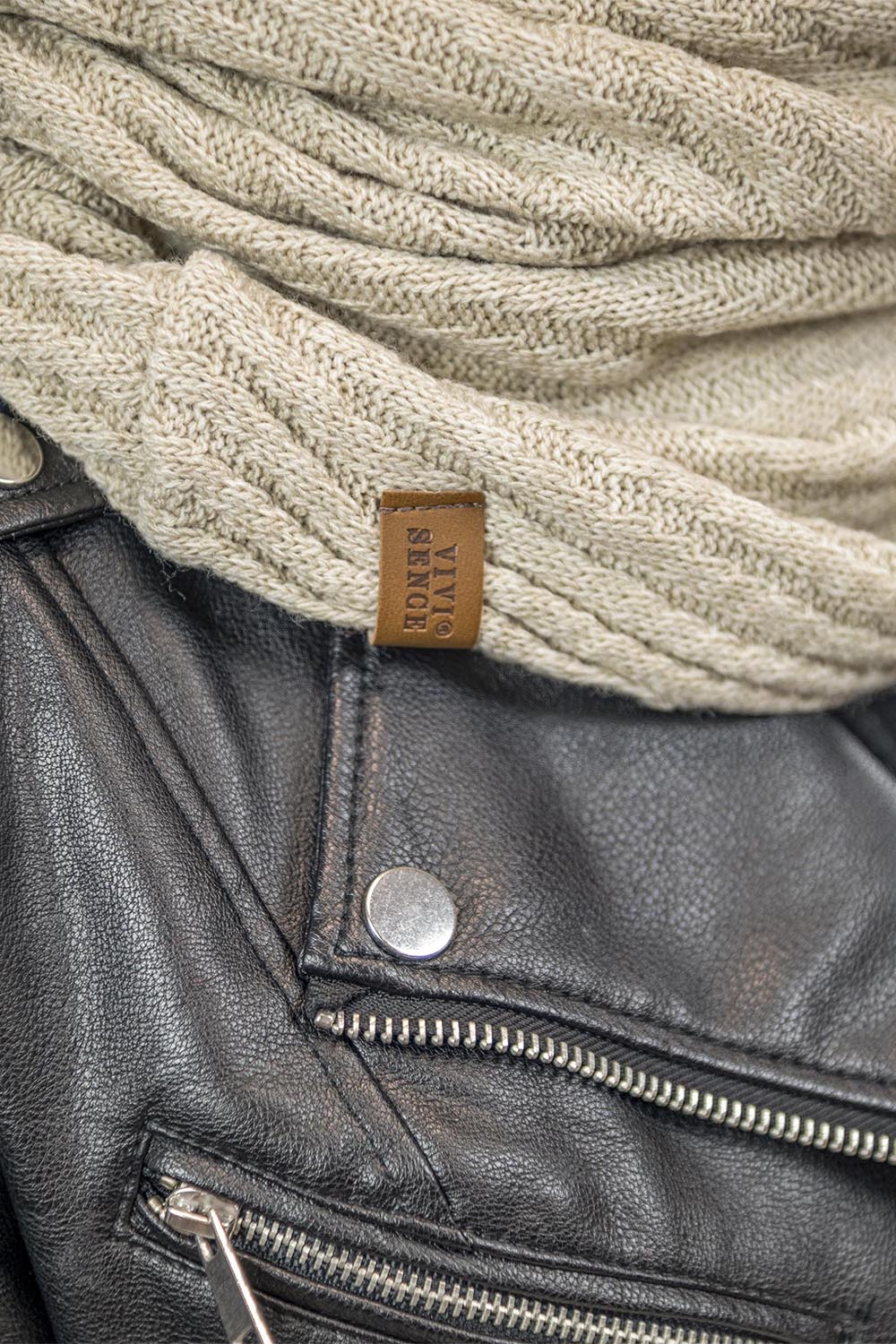 Vivisence Loop Scarf Double Layered Ideal For Cold Winter Days 7017S, beige