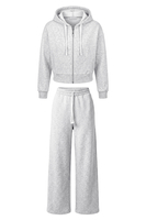 Vivisence Women Tracksuit Set Zip Hoodie And Pants Soft Cotton For Daily Comfort, Grey