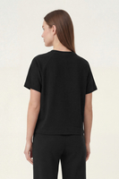 Vivisence Women’s Short Sleeve T Shirt, Soft Cotton Blend Crew Neck Top, Plain Fitted Basic Tee, black