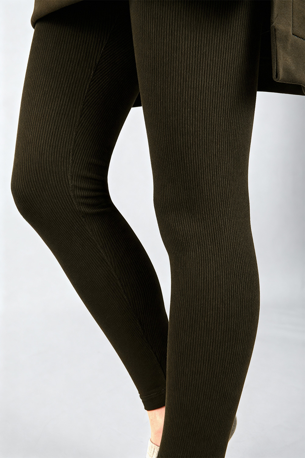 Vivisence Leggings Femme Côtelés En Coton Élasthanne Confort Quotidien, vert