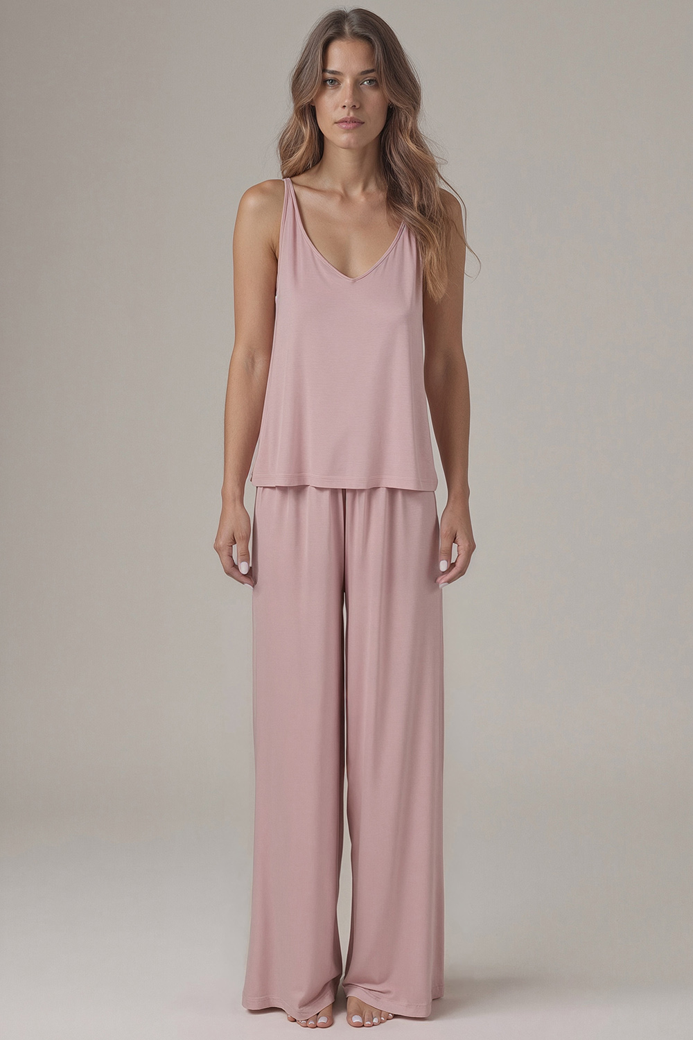 Vivisence Damen Pyjama Viskose Lockere Passform Komfort Für Nachtwäsche 2046,