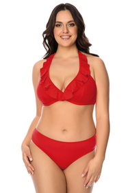Vivisence Bikini BH Dame Bademode gepolstert hergestellt in EU Neckholder  3220, rot
