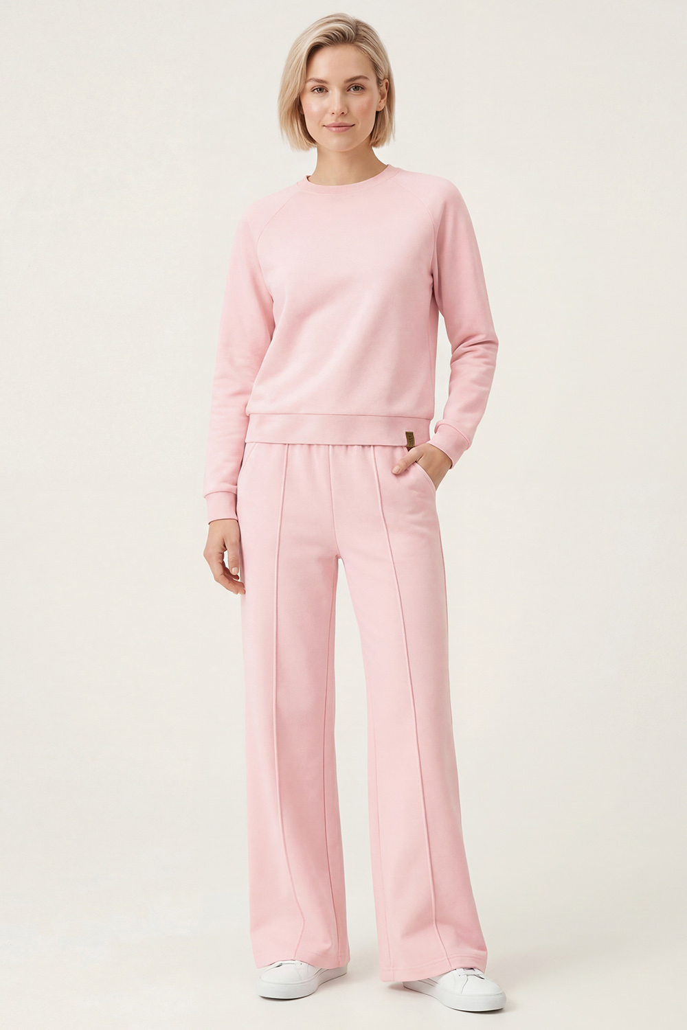 Vivisence Sweatshirt Damen Mit Rundhalsausschnitt Aus Baumwolle Langer Ärmel Bequemer Schnitt, rosa