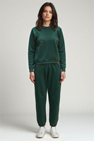 Vivisence Women's Tracksuit Two Piece Lounge Set With Classic Sweatshirt And Tapered Joggers Featuring Elastic Waist Ribbed Cuffs And Side Pockets For Everyday Comfort 9204kmpl, Green