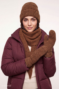 Vivisence Damen Winterset Mütze Schal Handschuhe warm, braun
