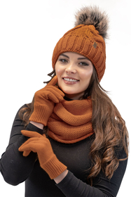 Vivisence Ensemble Hiver Chapeau Comin Gants Pour Confort Quotidien, orange