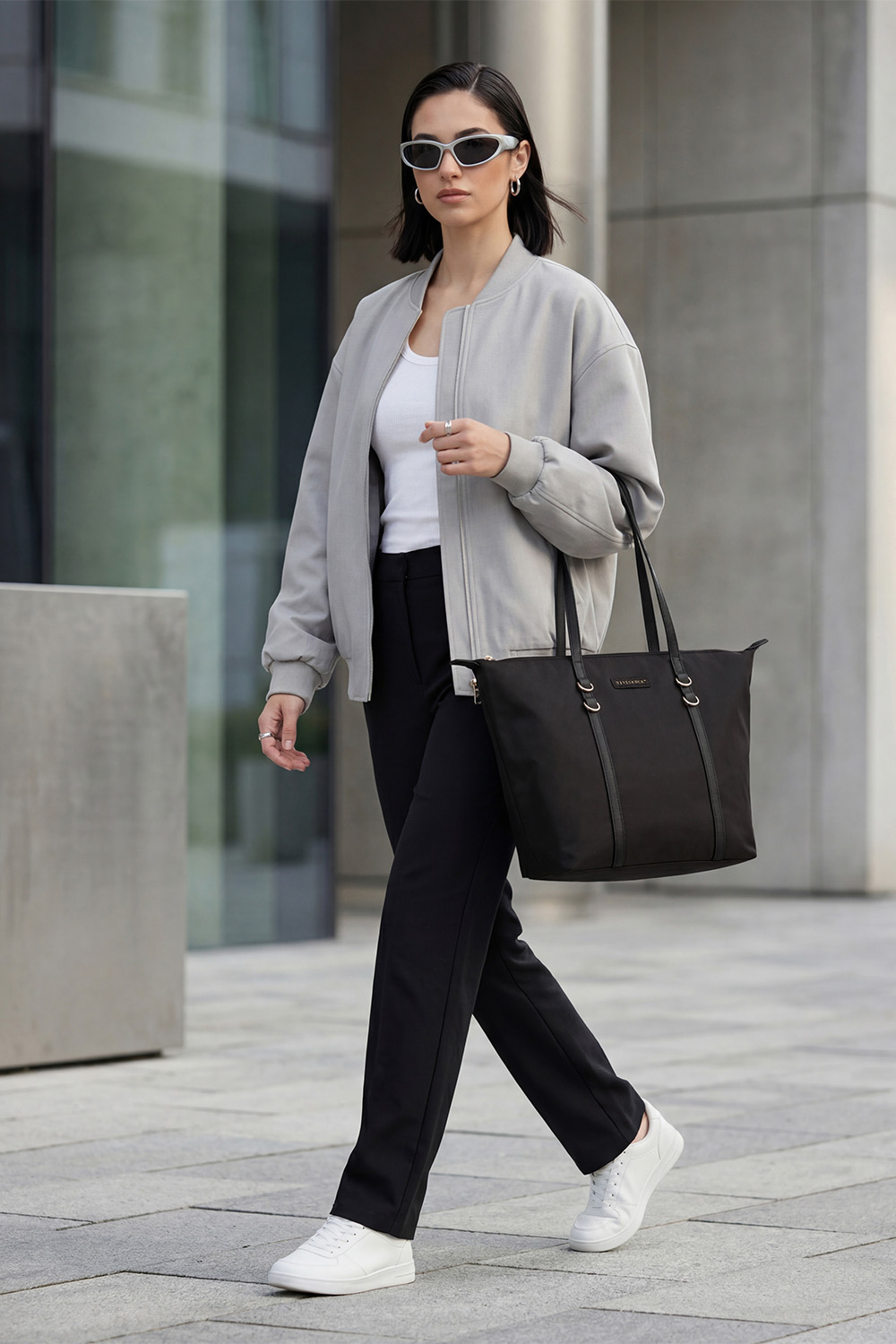 Vivisence Damen Umhängetasche Mit Reißverschluss Elegantes Design Für Alltag Komfort, Schwarz