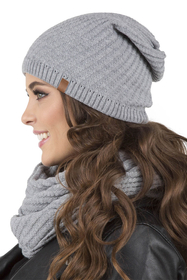 Vivisence Écharpe Tube Femme Double Épaisseur Idéale Pour Journées Froides 7017S, gris clair