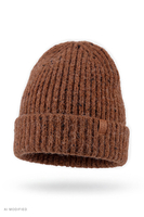 Vivisence Damen Beanie gerippt mit Umschlag weich und warm, braun