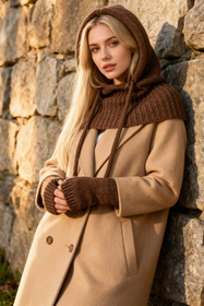 Vivisence Femme Gants Hiver En Maille Laine Mérinos Et Coton Chaleur Douce, marron