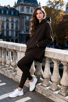 Vivisence Leggings Femme Côtelés En Coton Élasthanne Confort Quotidien, marron