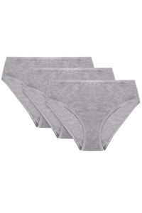 Vivisence Woman Briefs Cotton Midi Bikini Smooth Underwear 4016 3-Pack, grey elastic: grey 3-pack