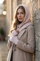 Vivisence Femme Cagoule Hiver Laine Merinos Et Coton Reglable Chaleur Douce, rose