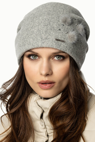 Vivisence Damen Mütze Winter Innenfutter Drei Falten Perfekten Sitz Perfekte 7091, hellgrau