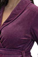 Vivisence Robe Cotton Belted Pockets Double-Sided Soft Cozy Daily Use 5022, purple
