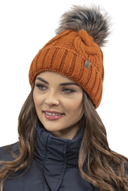 VIVISENCE Wintermütze mit Bommel Damen Warmes Ideal Für Kalte Wintertage 7014, orange