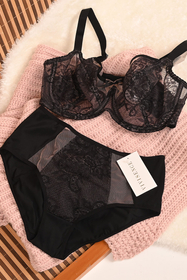 Vivisence Womens Lace Underwire Bra With Soft Cups Adjustable Straps Mesh Details Ideal For Everyday Wear, black