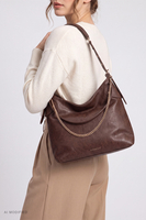 Vivisence Women's Faux Leather Hobo Shoulder Bag with Zip, dark brown