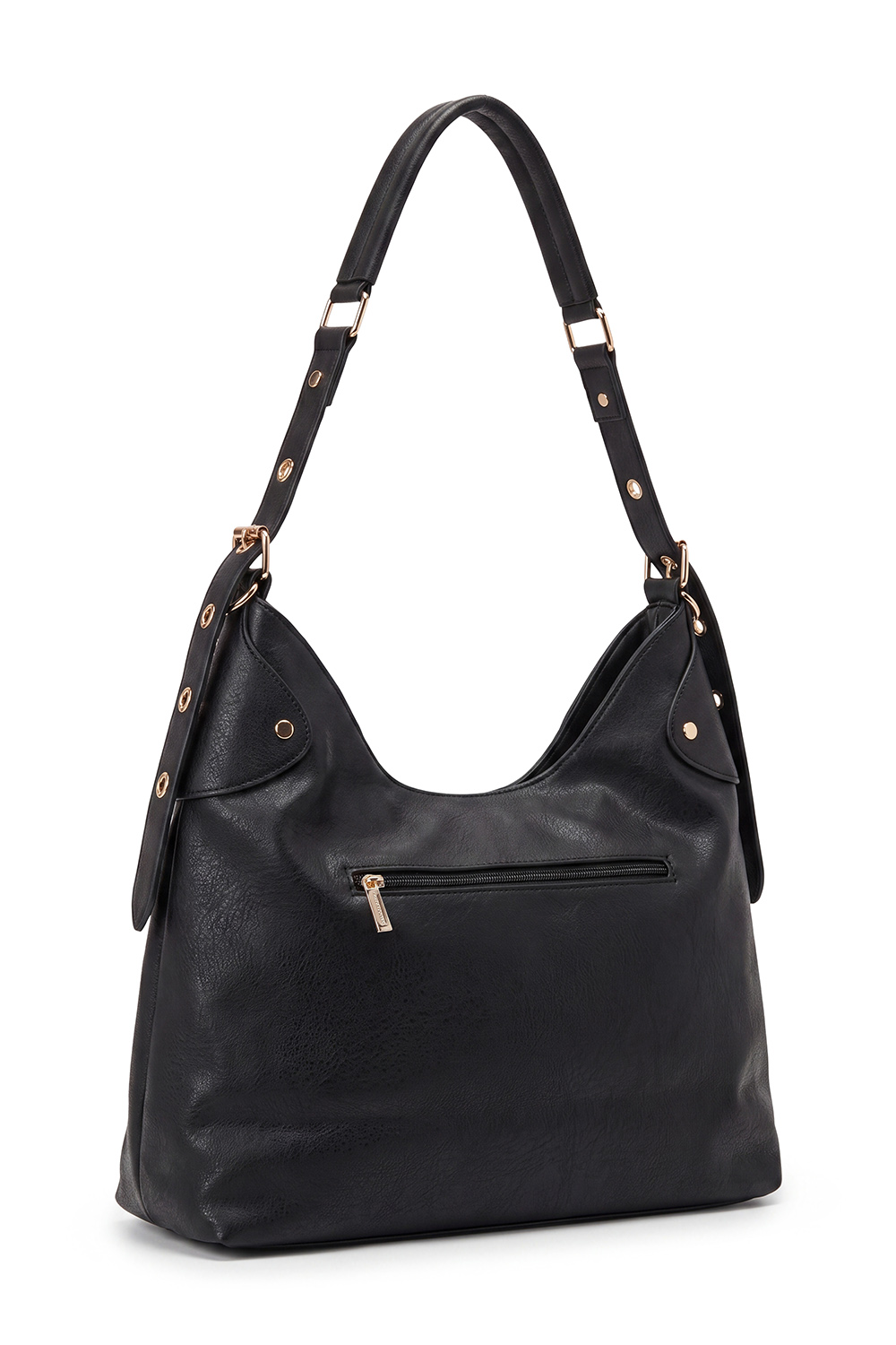 Vivisence Sac bandoulière femme en polyuréthane avec chaîne, noir