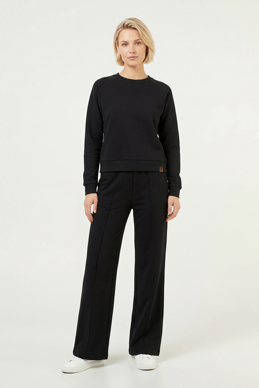Vivisence Femme Ensemble de Survêtement Sweat Et Pantalon Tissu Extensible Confort Quotidien, noir