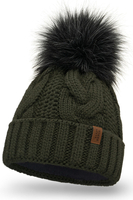 VIVISENCE Wintermütze mit Bommel Damen Warmes Ideal Für Kalte Wintertage 7014, grün