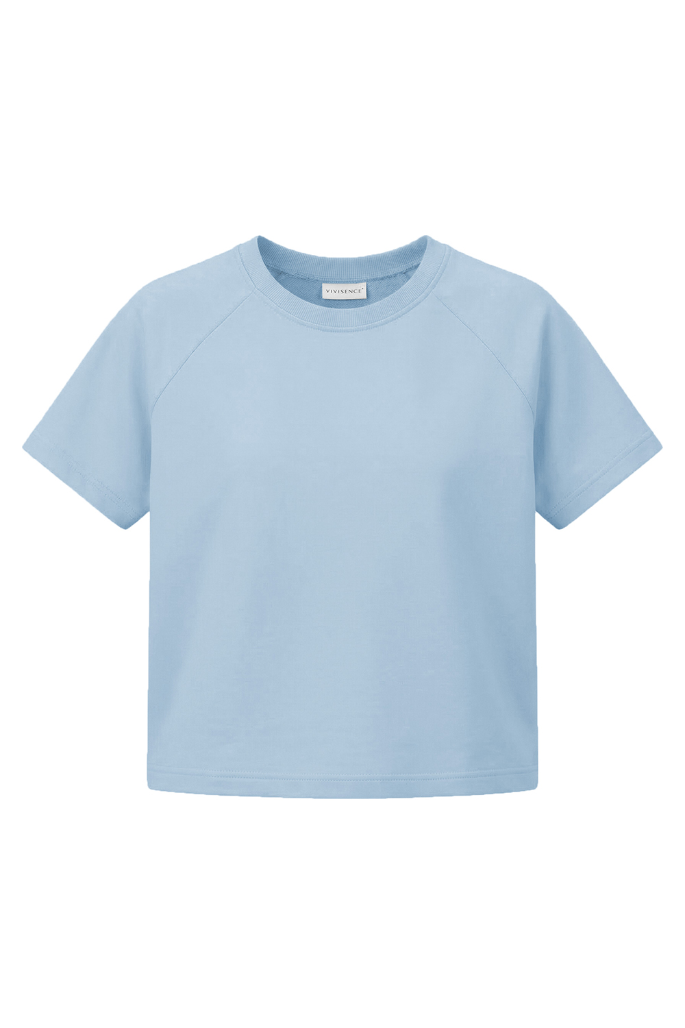 Vivisence Damen T-Shirt Kurzarm Rundhals Elastischer Baumwolle Bequem, himmelblau