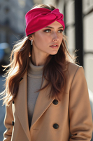 Vivisence Knitted Headband For Women Elegant Headwear For Winter With Front Twist Detail Soft Cotton Blend Snug Fit Ideal For Autumn And Winter, ruby