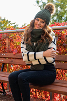 Vivisence Knitted Classic Scarf For Women Soft And Warm Everyday Look 7016S, green