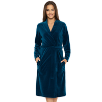 Vivisence Robe Cotton Belted Pockets Double-Sided Soft Cozy Daily Use 5022, dark turquoise