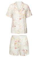 Vivisence Women Pajama Set Button Front Short Sleeve Viscose Breathable Comfort, ecru