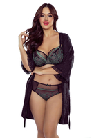 Vivisence Culotte Élégante Pour Femme Coupe Classique Inserts en Dentelle Noeud Décoratif Dos en Maille Doublée Lingerie Confortable et Féminine, noir-vert