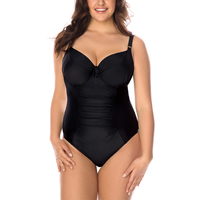 Vivisence Womens One Piece Swimsuit With Padded Cups Adjustable Straps V Neckline Floral Print Design, black