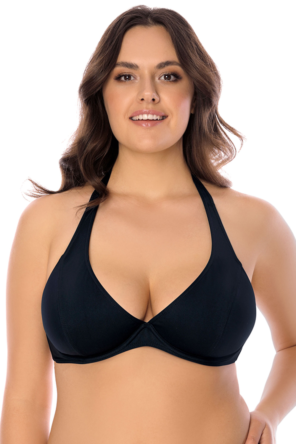 Vivisence Dame Bikini BH Oberteil Soft Musterlos Bademode Strandmode 3215, schwarz