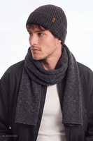 Vivisence Men's Scarf Merino Wool Blend Winter Knit Soft Accessory, graphite