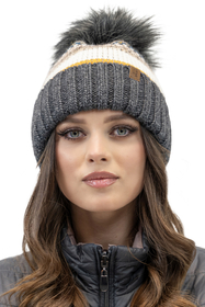 Vivisence Bonnet À Pompon Femme En Fil Chaud Effet Antistatique Pour L’Hiver 7099, gris foncé