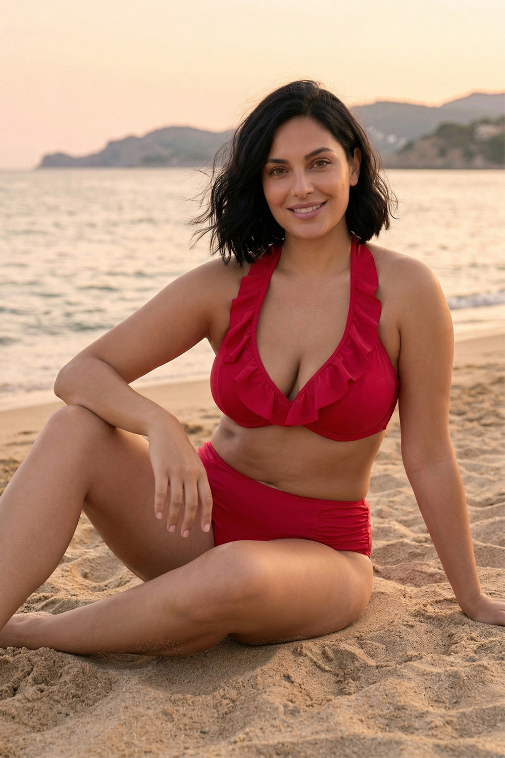 Vivisence 3220 classic ladies smooth maxi bikini top, raspberry