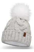 Vivisence Bonnet À Pompon Femme Chaud Et Doux Idéal Pour L’Hiver 7014, beige mélange