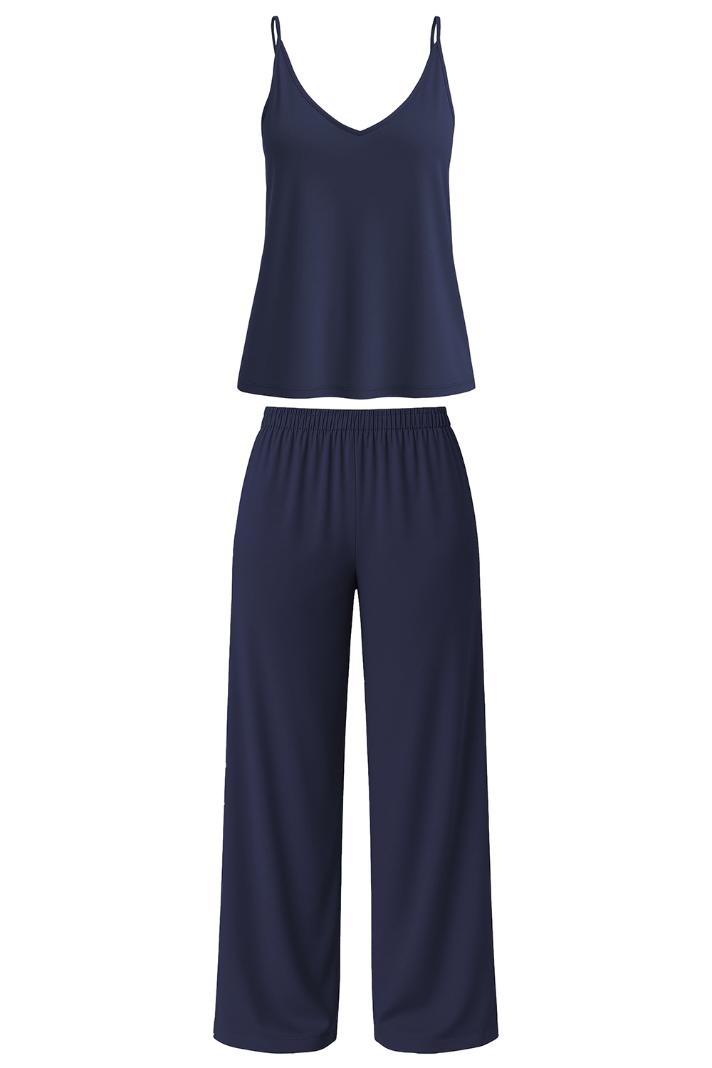 Vivisence Damen Pyjama Viskose Lockere Passform Komfort Für Nachtwäsche 2046, dunkelblau