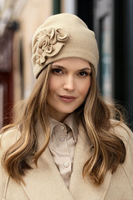 Vivisence Damen Mütze Wintermütze Elegante Warme Schurwolle Handgestickter 7076, beige