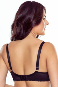 Vivisence Women's Demi Padded Bra Embroidered Mesh Microfibre Underwired Side Boning Adjustable Straps, black