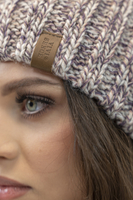 Vivisence Bonnet Pour Femme L'Automne et L'Hiver Bicolore Avec Gros Pompon En Fibres Écologiques Doublé De Polaire Antistatique Parfait Pour Les Froides Journées Avec Écusson En Éco-Cuir Et 7086, rose