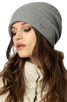 Vivisence Women's Hat Wool Pleated Fleece Lined Comfortable Everyday Winter 7085, light grey