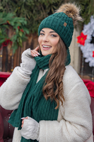 Vivisence Damen Mütze Bommel Warm Fleece Gefüttert Strick Winterstyle 7015, grün