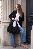Vivisence sac à bandoulière suédine polyester femme pratique, noir