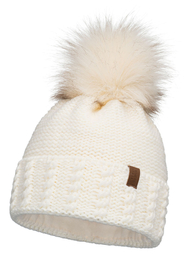 Vivisence Damen Bommelmütze Winter Fleecefutter Bommel Perfekte Passform 70103, ecru