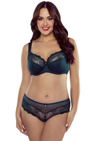 Vivisence Women Half Padded Lace Bra Adjustable Straps Underwire Support Decorative Bow Elegant Lingerie, green