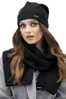 Vivisence Bonnet Femme Tricoté Chaud Perles En Laine Polaire Style Élégant 7002, noir