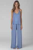 Vivisence Pyjama Set Femme Viscose Bretelles Fines Coupe Ample Confort Nuit 2046, bleu ciel
